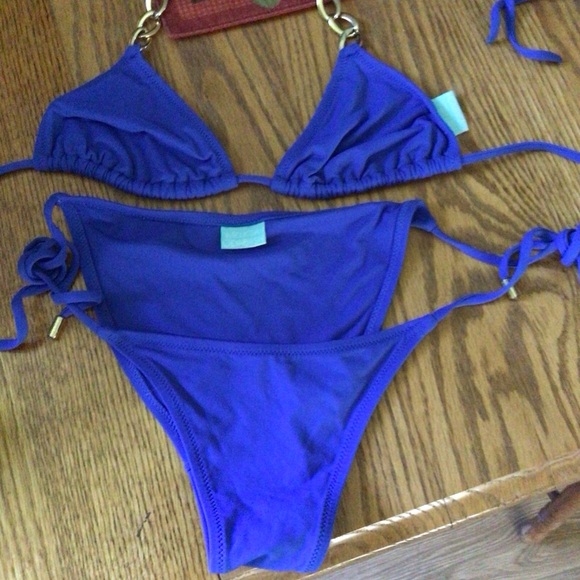 Melissa Odabash Royal Blue Bikini Chain Detail Sz. 6 - Picture 1 of 8